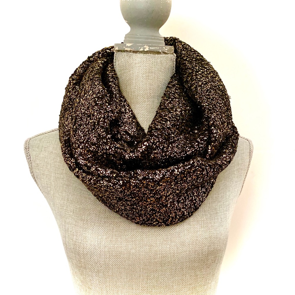 EXPRESS Black with gold glitter infinity scarf